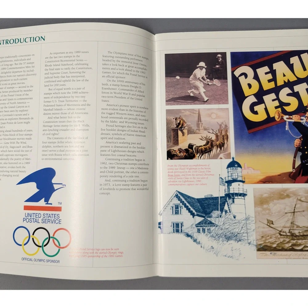 Vintage 1990 USPS Mint Set Commemorative Stamp Album Olympic Dolphin Booklet USA